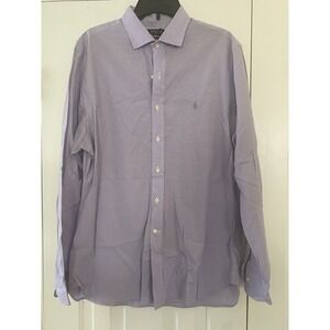 Polo Ralph Lauren 17 43 Mens Button Up Shirt Slim Fit Purple Check Long Sleeve